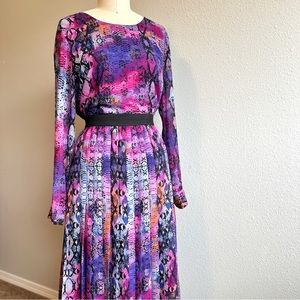 Bar III, Purple, Blue and Pink Snakeskin Pattern Pleaded Skirt